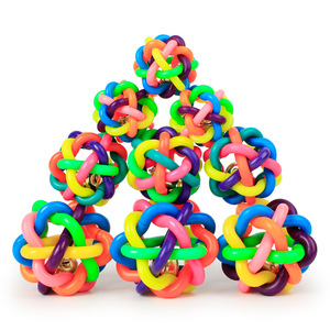 Juguetes para Masticar para Limpiar los Dientes de Mascotas en Varios Tamaños, Coloridas Pelotas de Goma en Forma de Arcoíris, Juguetes de Peluche para Perros - Product Image 1