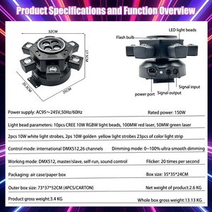 Lumière de scène professionnelle à tête mobile, faisceau, spot, laser, DMX512, lumière de discothèque, <span class=keywords><strong>DJ</strong></span>, pour club, bar, fête, <span class=keywords><strong>mariage</strong></span>, équipement d'éclairage - Product Image 5