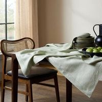 Nappe en lin naturel vert foncé à ourlet festonné pour la vente en gros – Idéale pour jardin, dîner, fête, mariage, maison – Taille personnalisée