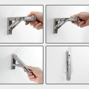 Standard Stainless Steel 201 3mm Thick Polished <b>Folding</b> Triangle Shelf Bracket Furniture Hardware - Product Image 6