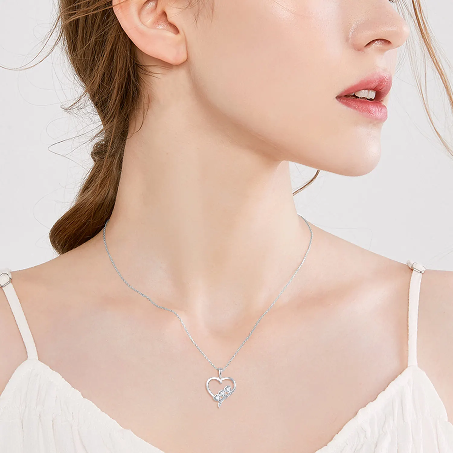 Colgante de corazón para mujer, collar de cadena de Plata de Ley 925, regalo de moda
