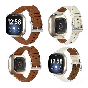 Bracelet en cuir véritable compatible avec Fitbit Sense/Fitbit Versa 3, bracelets unisexes, bracelets de remplacement, accessoires à sangle fine - Product Image 4