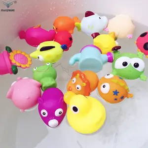 Brinquedo de borracha macia personalizado para bebês, brinquedo de banho de animais fofos, boneco de vinil para fazer água