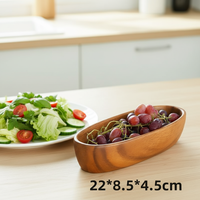 Plateau de service en bois de noyer de style américain en forme de bateau, anti-fuite, personnalisé, profond, pour salade, vente en gros