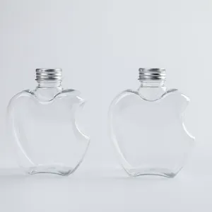 New Design Apple Drink Bottles Soft Drink Packing Clear PET Juice Bottles with Silver Caps 250ml 260ml