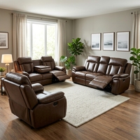 Canapé modulable en cuir PU à inclinaison manuelle, ensemble 3+2+1 places, confortable avec accoudoirs larges pour salon, villa, salle de sport