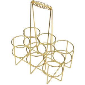 Portador de bebidas metálico dorado para seis paquetes, para cerveza, vino, barbacoa y fiestas. - Product Image 1