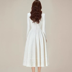 Gonna lunga da <span class=keywords><strong>donna</strong></span> <span class=keywords><strong>stile</strong></span> fashion, modello A-line, vita naturale, in tessuto floreale con pizzo, bottoni, scollo a V, plissettata, in poliestere/cotone - Product Image 3