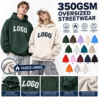 Sweat-shirt à capuche streetwear surdimensionné en molleton 350 GSM, lourd, avec logo personnalisé, vente en gros