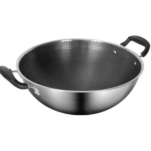 Wok en acier inoxydable 316, grand modèle à fond rond, double poignée, antiadhésif, pour cuisinière à gaz, cuisinière à induction, usage domestique - Product Image 2