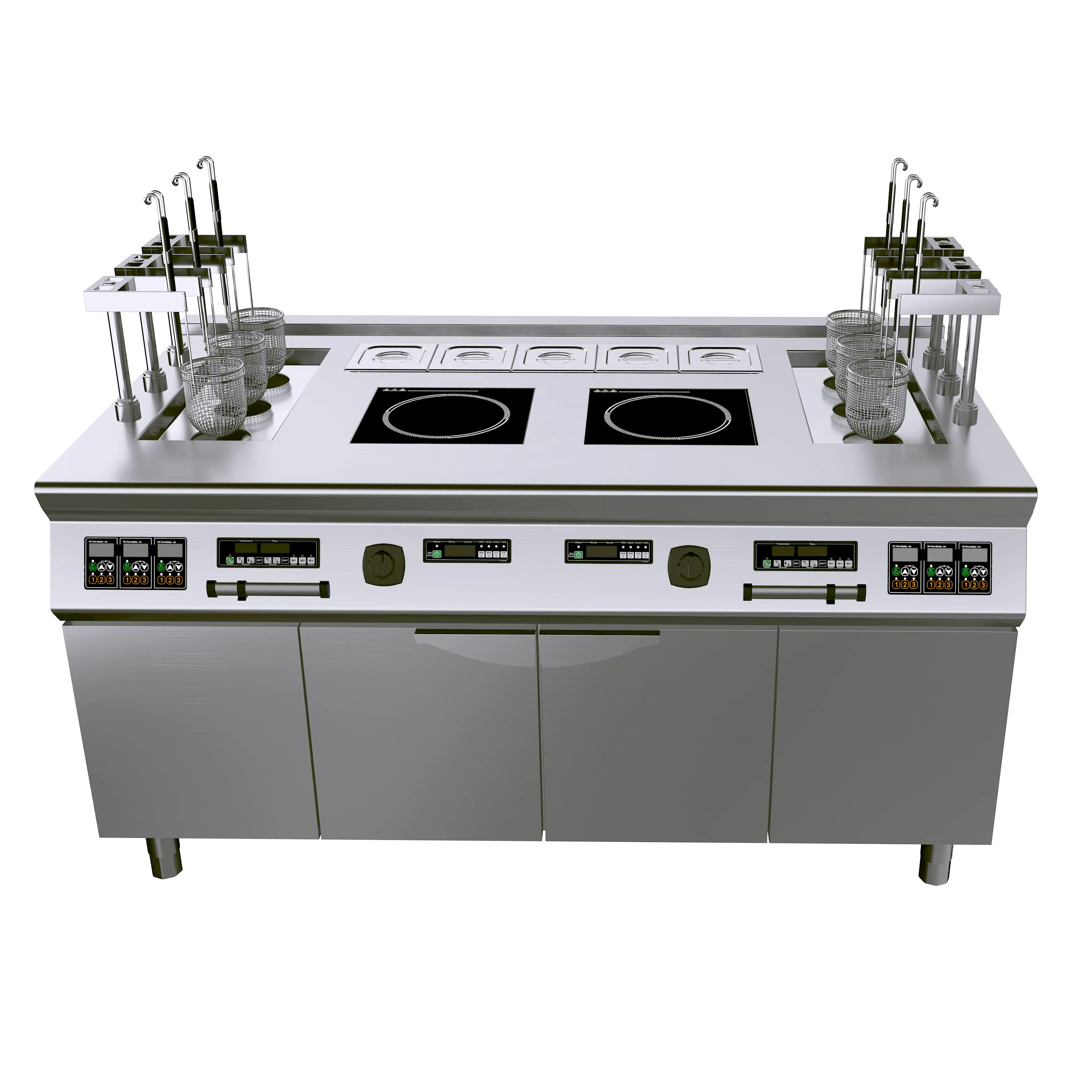 Commercial Automatic Lift-Up Pasta Chinese Gas Noodle Cooker With Cabinet 6 Basket Lift Up Pasta Boiler Instant Noodle Cooker
