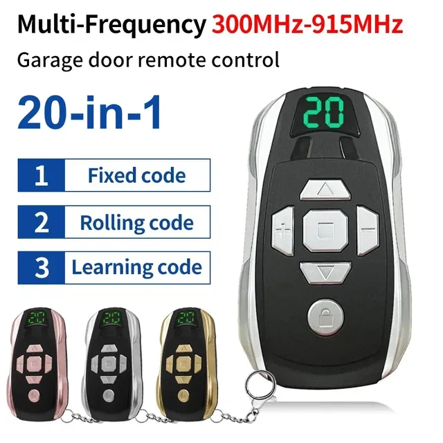 20-Channel Rechargeable Key Duplicator Universal Garage Door Remote Control Multi-frequency 300-915MHz Fixed/Rolling/Learning