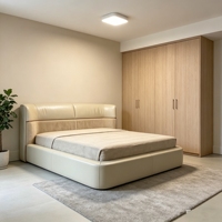 Lit de Luxe Premium Best-seller pour Chambre Parentale, Lit Double 2m en Cuir Véritable Style Minimaliste Italien Luxe Léger