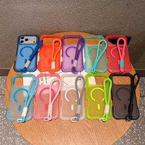 Étui magnétique mat Skin Touch pour <span class=keywords><strong>iPhone</strong></span> Air 16 15 14 13 12 <span class=keywords><strong>11</strong></span> 17 Pro Max, charge sans fil, bracelet de poignet, coque antichoc - Product Image 1