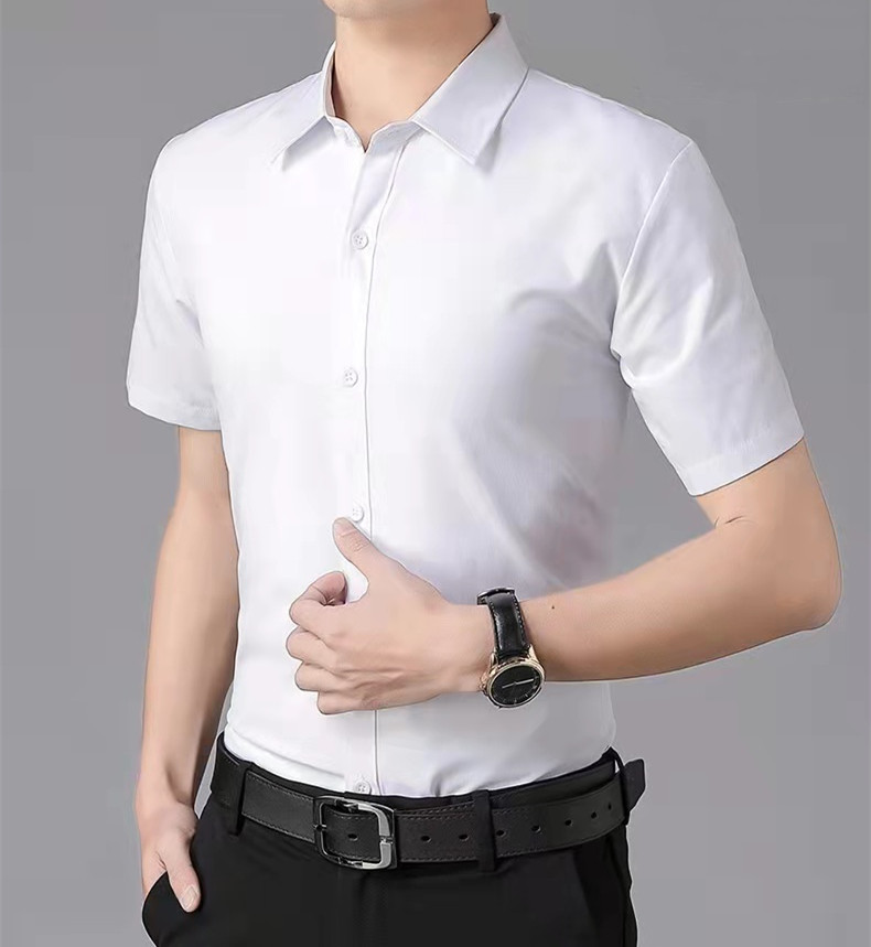 Рубашка мужская повседневная, Однотонная рубашка из ткани Оксфорд, с коротким рукавом, для лета