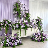Composition florale artificielle en soie blanche pour allée de mariage, centre de table, décoration florale pour location et présentation de la fête nuptiale