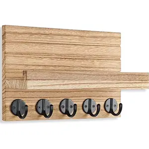 Key Holder For Wall - Decorative Farmhouse Wall Shelf With Key Hooks And Mail Organizer Wall Mount For Apartment Essentials