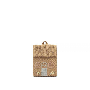 Mini Mochila de Paja para Mujeres, Niñas y Estudiantes con Diseño de Casa Bordada y Forro de Poliéster Tejido - Product Image 6