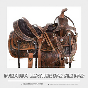 Silla de Montar Inglesa Occidental con Juego de Accesorios |   Sillín de Cuero Premium con Brida de Plástico, Cincha y Estribos - Product Image 2