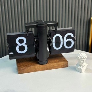 Approvisionnement d'usine rétro horloge de bureau ronde alarme numérique à retournement automatique OEM/EDM pour salon ABS silencieux et matériau en résine - Product Image 4