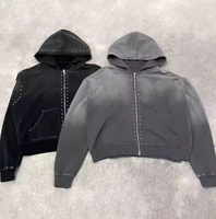 Ensemble de survêtement épais pour homme, personnalisé OEM, en tissu 500 g/m², délavé à l'acide, avec sweat à capuche zippé et pantalon de survêtement, coupe oversize
