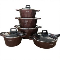 Lot de 10 ustensiles de cuisson antiadhésifs en aluminium, casseroles de 20 cm à 32 cm, faitout de 28 cm, forme unique en pierre précieuse