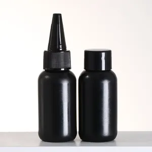 30ml 60ml plastik sıkmak aplikatör şişe bir büküm kapak Amber siyah renk sıkmak saç yağı kapaklı