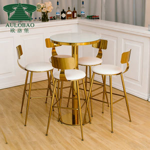 Meubles de bar, structure en acier inoxydable, tabouret de bar moderne avec finition dorée - Product Image 2