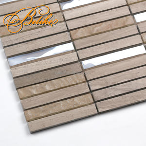 Serene Thassos, mosaico de grano de madera blanca, elegante vidrio nacarado, revestimiento de paredes de mármol, azulejo, para el hogar Decoración elegante, función de retroceso - Product Image 1