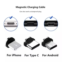 Kabel Data Anyaman Magnetik Putar 2m dengan Konektor Micro USB/Type-C untuk Ponsel - Hisap Buta 540 Derajat