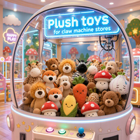 Peluches animales et légumes mélangées, petites peluches pour machines à pinces et jeux d'arcade, assortiment de peluches mignonnes et douces, vente en gros