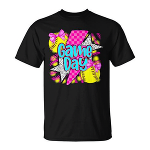 T-shirt de softball Game Day avec motif arc-en-ciel pour les amateurs de softball - Product Image 2