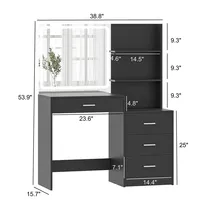 Table de toilette moderne minimaliste en bois de chêne sur mesure avec panneau MDF et miroir LED circulaire intégré