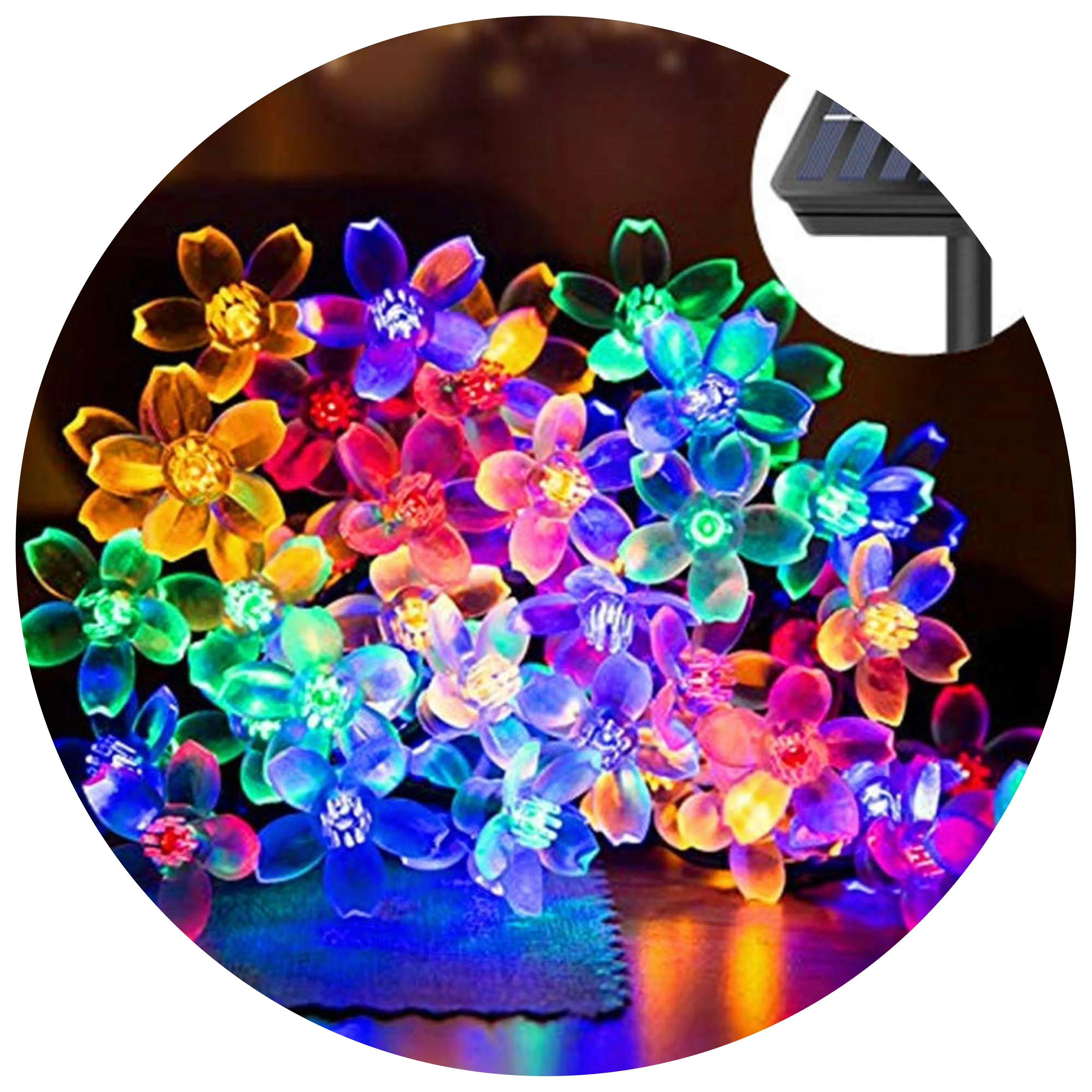 Colorful Flower Spring light Indoor outdoor Led Flower Decoration String Lights with solar power