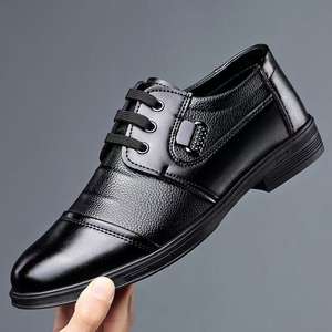 Zapatos casuales de negocios de cuero de alta calidad para hombres Zapatos de cuero formales de punto para hombres Zapatos de vestir - Product Image 1