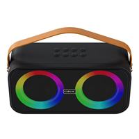 Speaker Portabel BKK 20W Dual Driver TWS Stereo RGB LED Sistem Audio Nirkabel dengan 2 Mikrofon untuk Pesta Karaoke