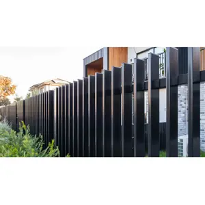 Panel pagar bilah aluminium murah gaya Kanada rakitan mudah pagar aluminium empat kaki