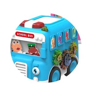 Tùy Chỉnh Thêm Logo Dễ Thương Ma Sát Phim Hoạt Hình Bánh Xe Buýt Trường Học Đồ Chơi 12Pcs Bé Đồ Chơi Xe Nhựa Đầu Đồ Chơi Xe Buýt - Product Image 4