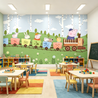 Papier peint mural sans couture pour chambre d'enfant, motif train de la forêt et dessins animés, pour tête de lit, chambre de garçons, salle de jeux de maternelle et éducation préscolaire