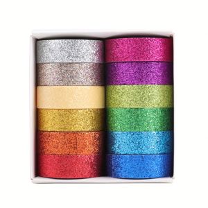 Papel Adhesivo Brillante para Manualidades, 12 Piezas de Cinta Decorativa Washi - Product Image 1