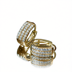 Anelli Eternity Dorati con Zirconia Cubica e Pietre Rotonde Create in Laboratorio, Placcati in Oro 18K, Gioielli Unisex per Matrimonio - Product Image 1