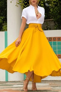 Vêtements pour femmes grandes tailles, jupe maxi <span class=keywords><strong>jaune</strong></span> pour femmes, robes élégantes en gros - Product Image 3