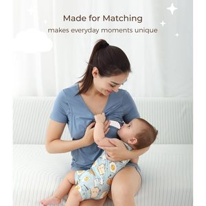 Camiseta de Lactancia para Mujer, de Bambú y Viscosa, Manga Corta, para Uso Diario Informal - Product Image 2