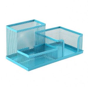 Porte-stylos en maille, porte-crayons en métal, organisateur de bureau avec 3 compartiments, accessoires de bureau et organisateur d'espace de travail - Product Image 4