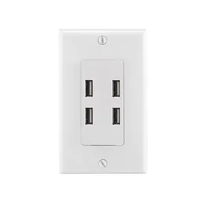 15A 125V American 4 USB Charger Receptacle Tamper Resistant USB Outlet White UL/cUL Listed