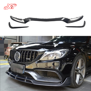 C205 in fibra di carbonio labbro del paraurti anteriore per Mercedes Benz classe <span class=keywords><strong>C</strong></span> W205 C63 AMG Bodykit Middle Lip + coltello del vento anteriore - Product Image 1