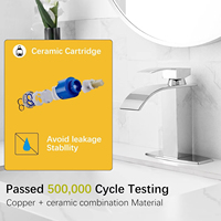 Robinet de lavabo de salle de bain moderne en acier inoxydable 304 chromé, à poignée unique, avec mitigeur cascade eau chaude/froide