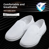 Sepatu Cleanroom Pabrik Pengolahan Makanan Bernapas, SPU Putih, Sepatu Anti-Statik Berbahan Mesh Seluruhnya dengan Mid-Cuff - Sepatu Kerja Jiachuang