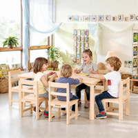 COMPANY Mobilier préscolaire moderne en bois massif, ensemble table et chaises pour salle de classe de maternelle et garderie