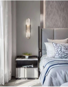 مصباح جداري نحاسي للديكور الداخلي، إضاءة LED رخامية عصرية فاخرة للفنادق - Product Image 3